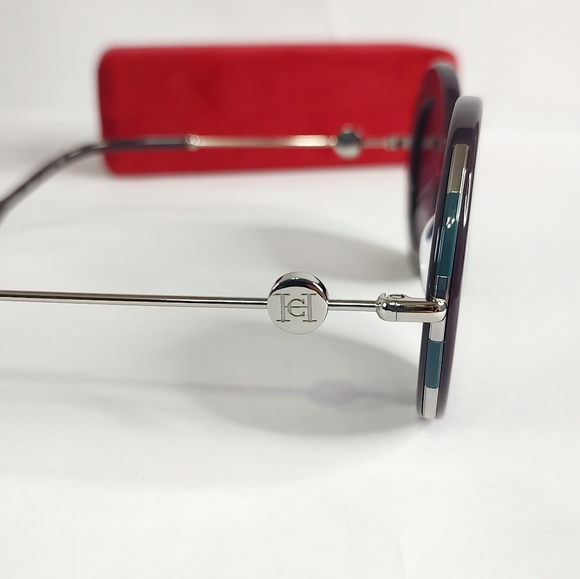 Carolina Herrera Sunglasses CH0020 Violet Oval Round Oversized Acetate - Picture 6 of 16